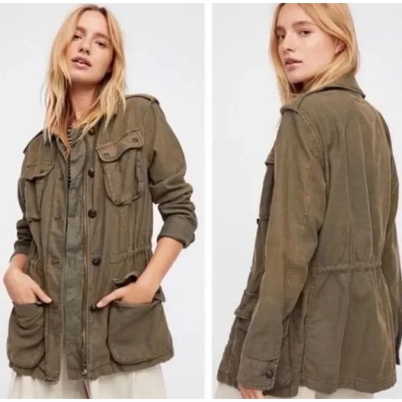 Free People "Not Your Brothers" Surplus Military Cargo Jacket Burgundy Size M - Picture 6 of 6